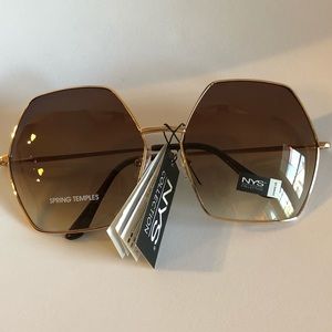 Retro 70’s Rose Gold Oversized Hexagon Sunglasses